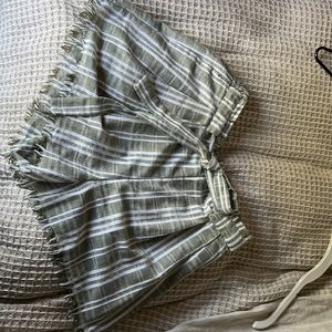 Stripped paper bag shorts